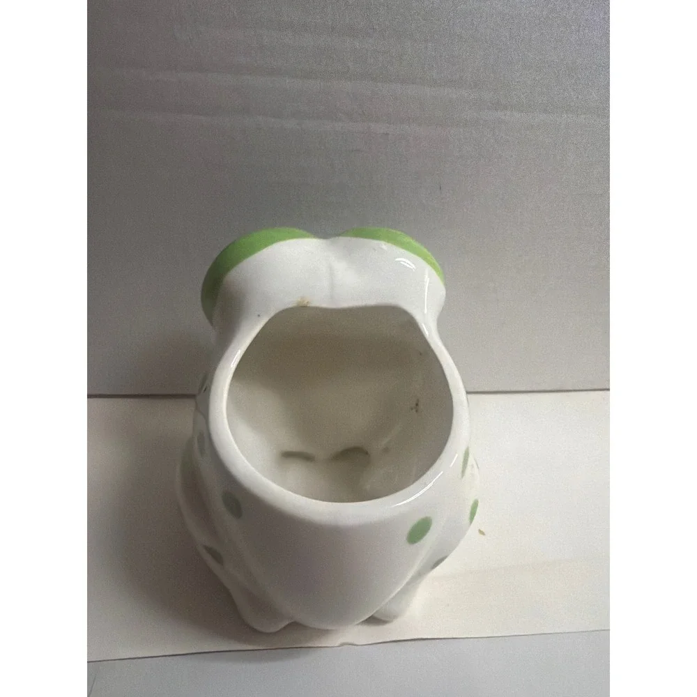 Vintage Relpo Ceramic Big Eye Frog Planter Green Polka Dot Kitsch 2124